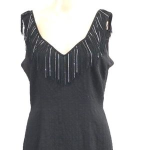 Vintage 80's LaROCK sz M dangle v neck dress
